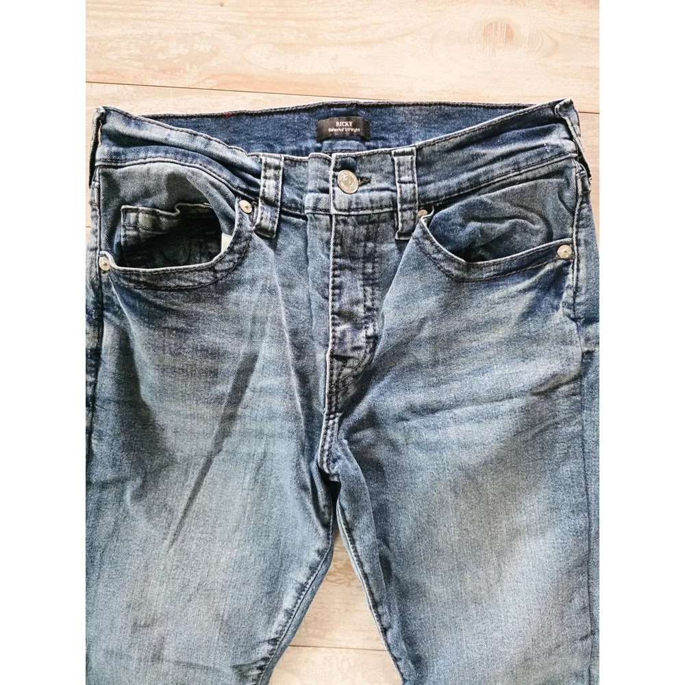True Religion Mens 33X26 Ricky Relaxed Straight Blue Jeans Medium Wash Denim